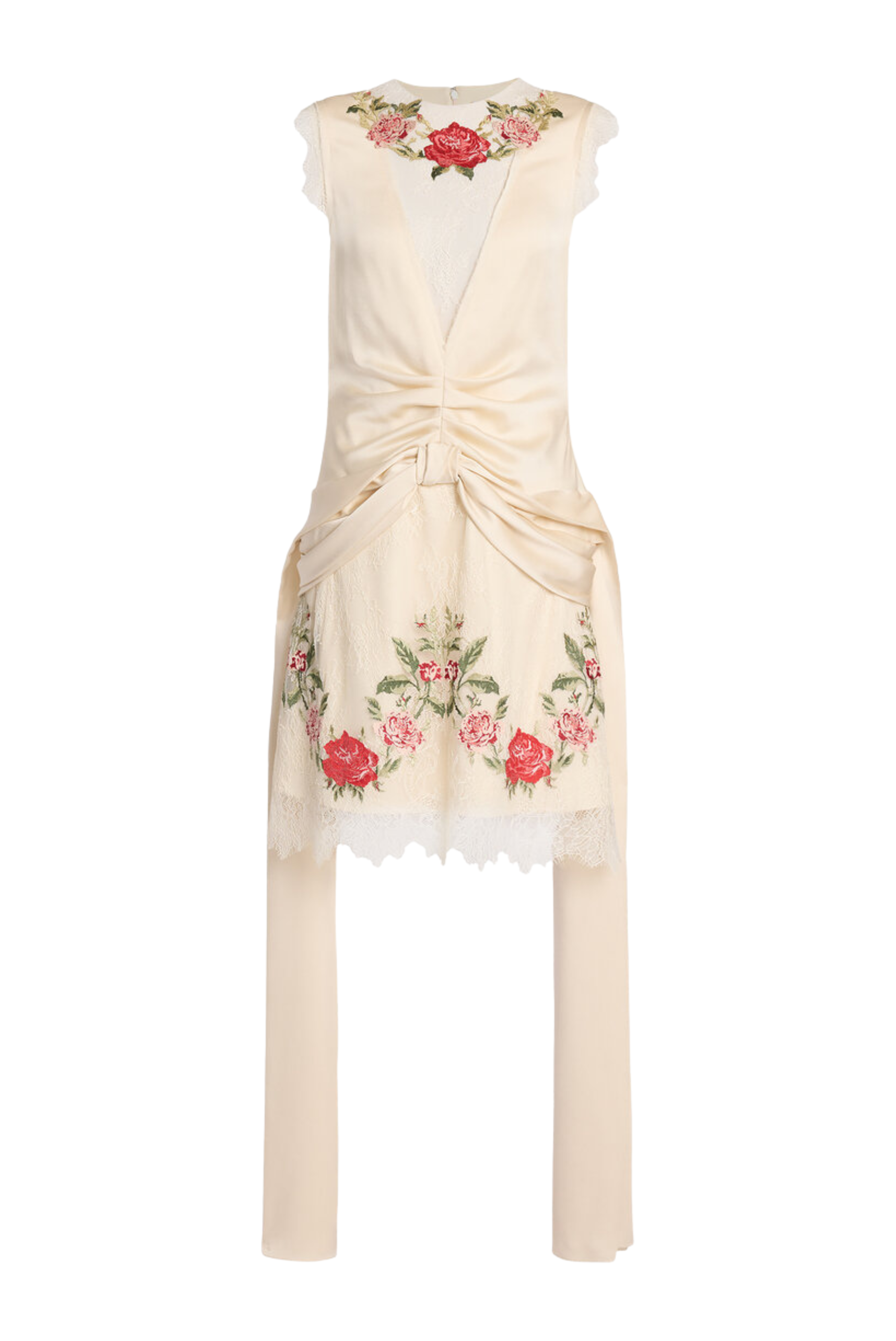 Floral Embroidered Lace Knee Length Dress