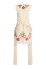 Floral Embroidered Lace Knee Length Dress
