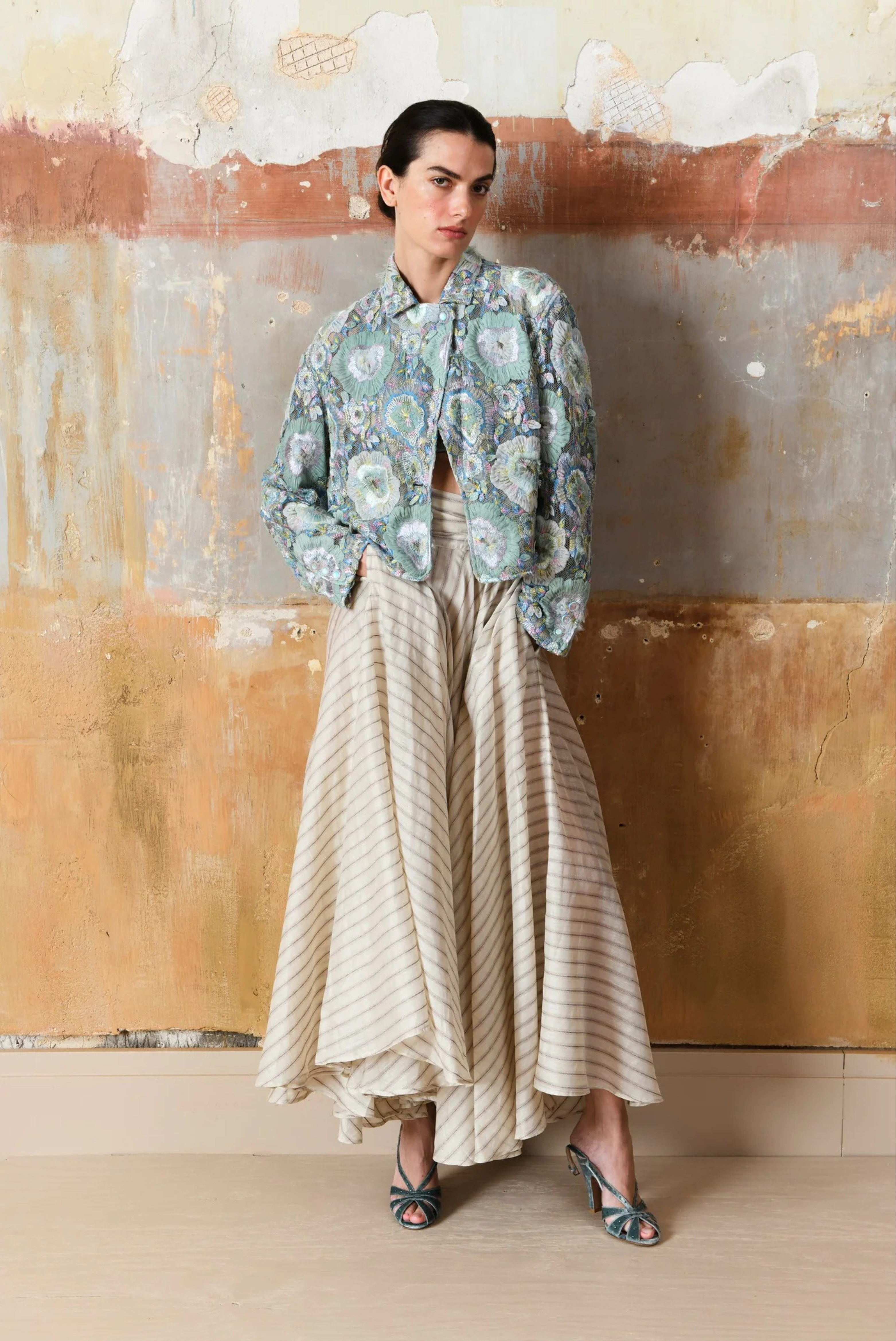 Portia Cropped Jacket Sage Garden