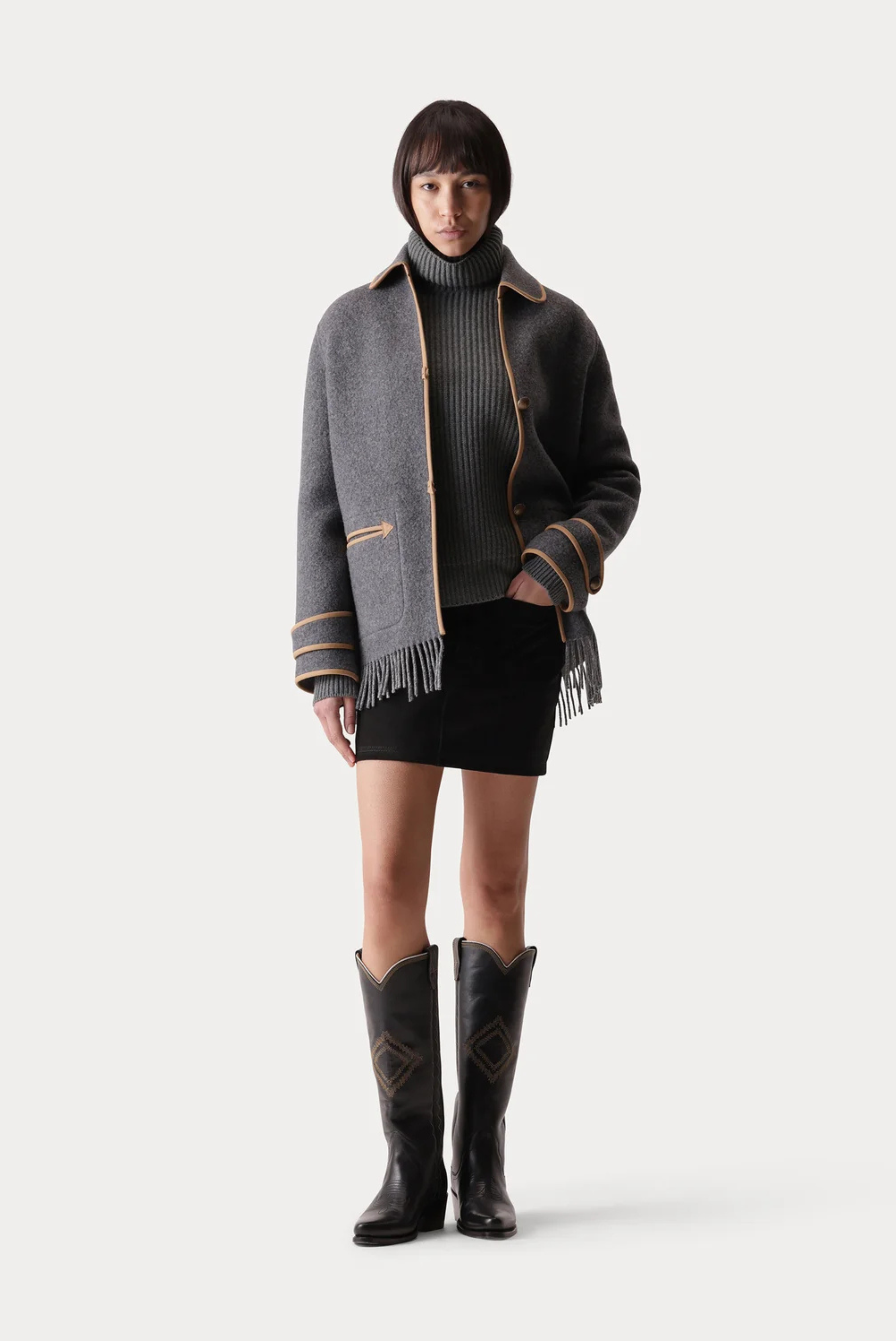 Fortela Danika Fringed Wool Coat