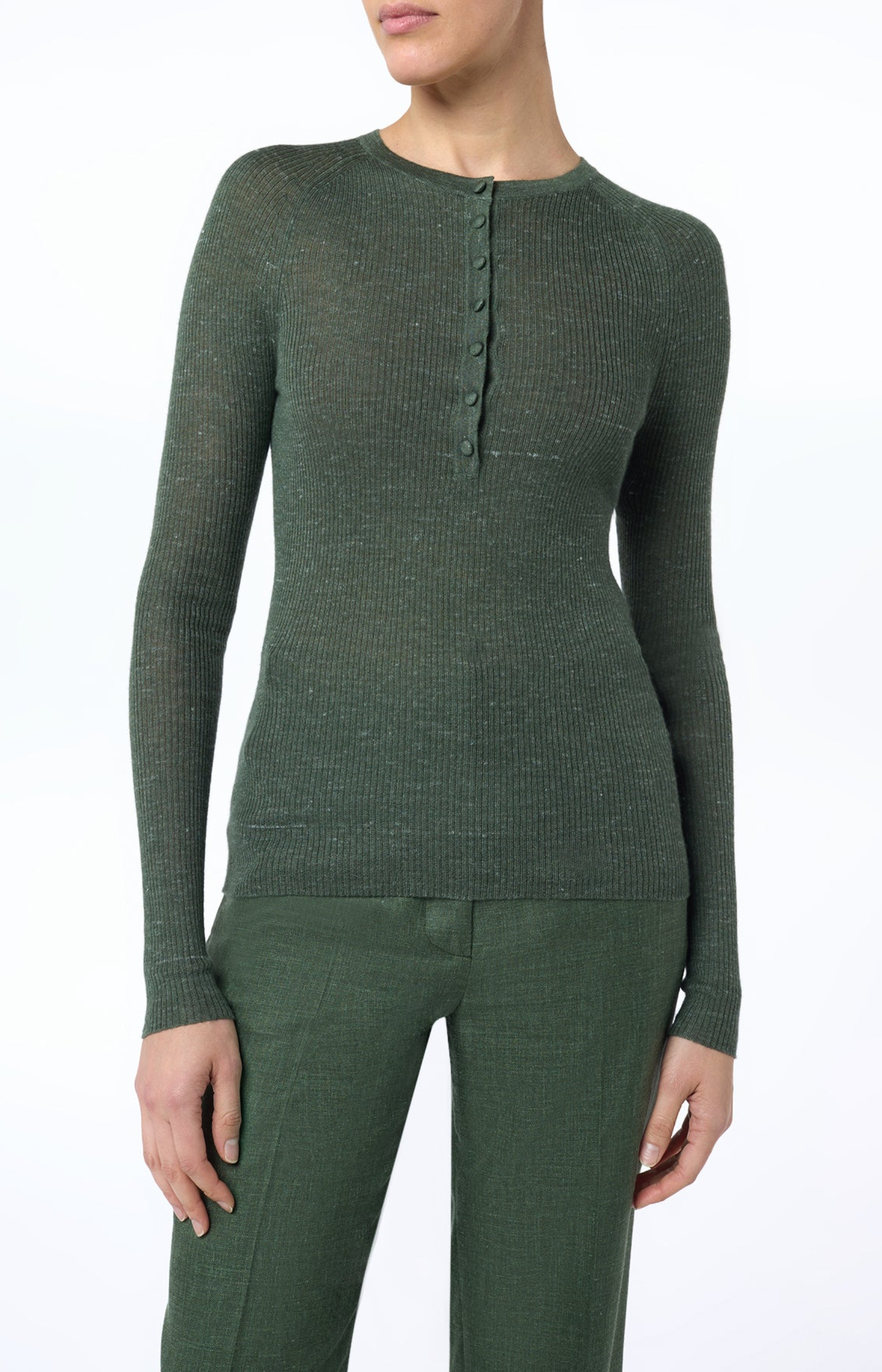 Gabriela Hearst Anges Knit Henley Olive