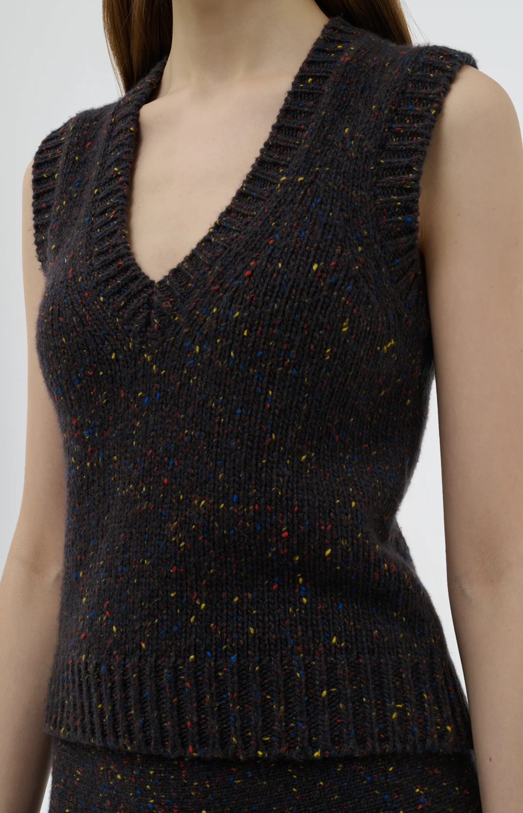 Gabriela Hearst Solomon Knit Vest Charcoal Multi