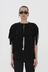 Haikure Natalia Tiered Fringe Top Black