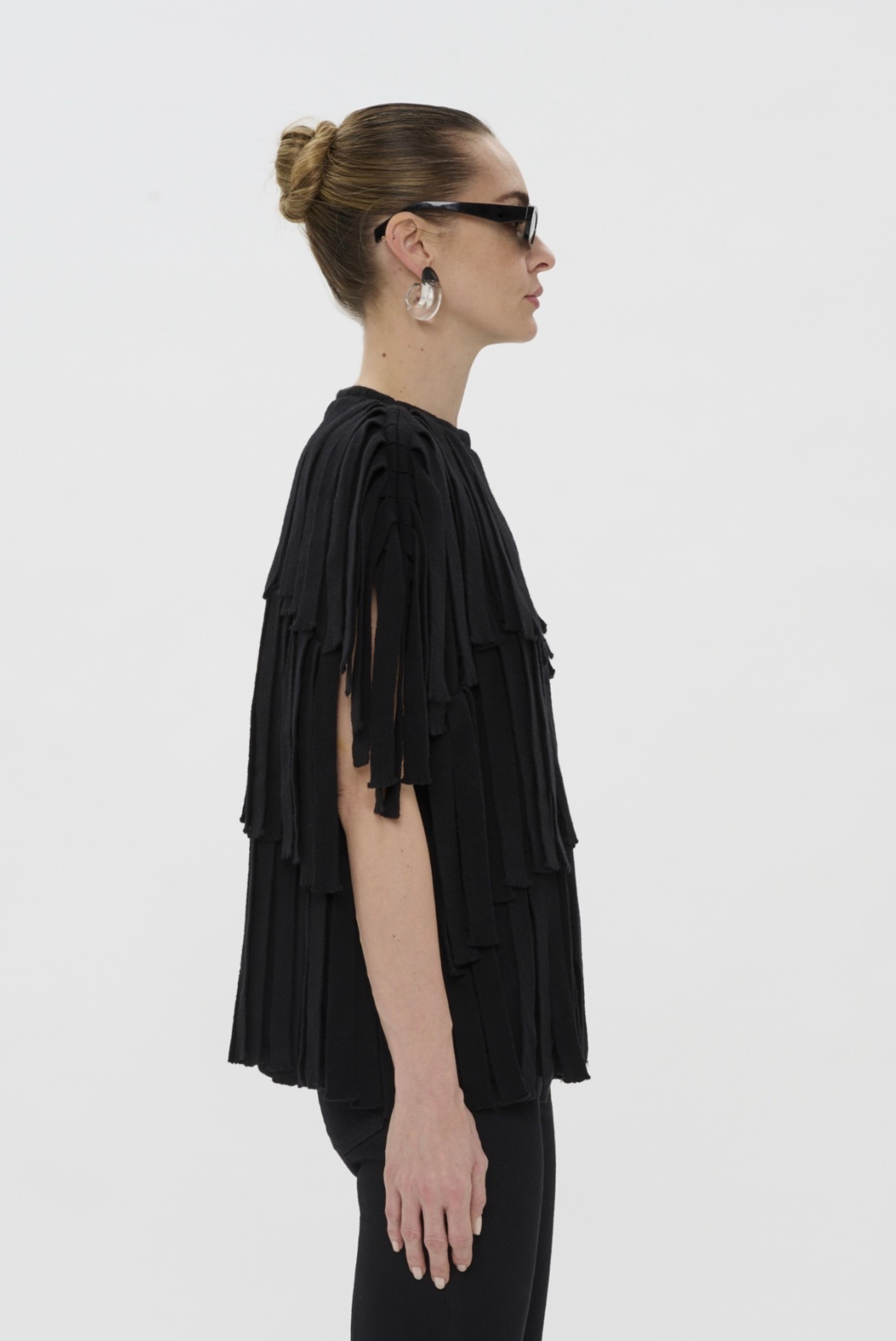 Haikure Natalia Tiered Fringe Top Black