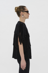 Haikure Natalia Tiered Fringe Top Black