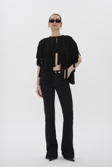 Haikure Natalia Tiered Fringe Top Black