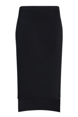 The Gigi Compact Viscose Knee Skirt Black