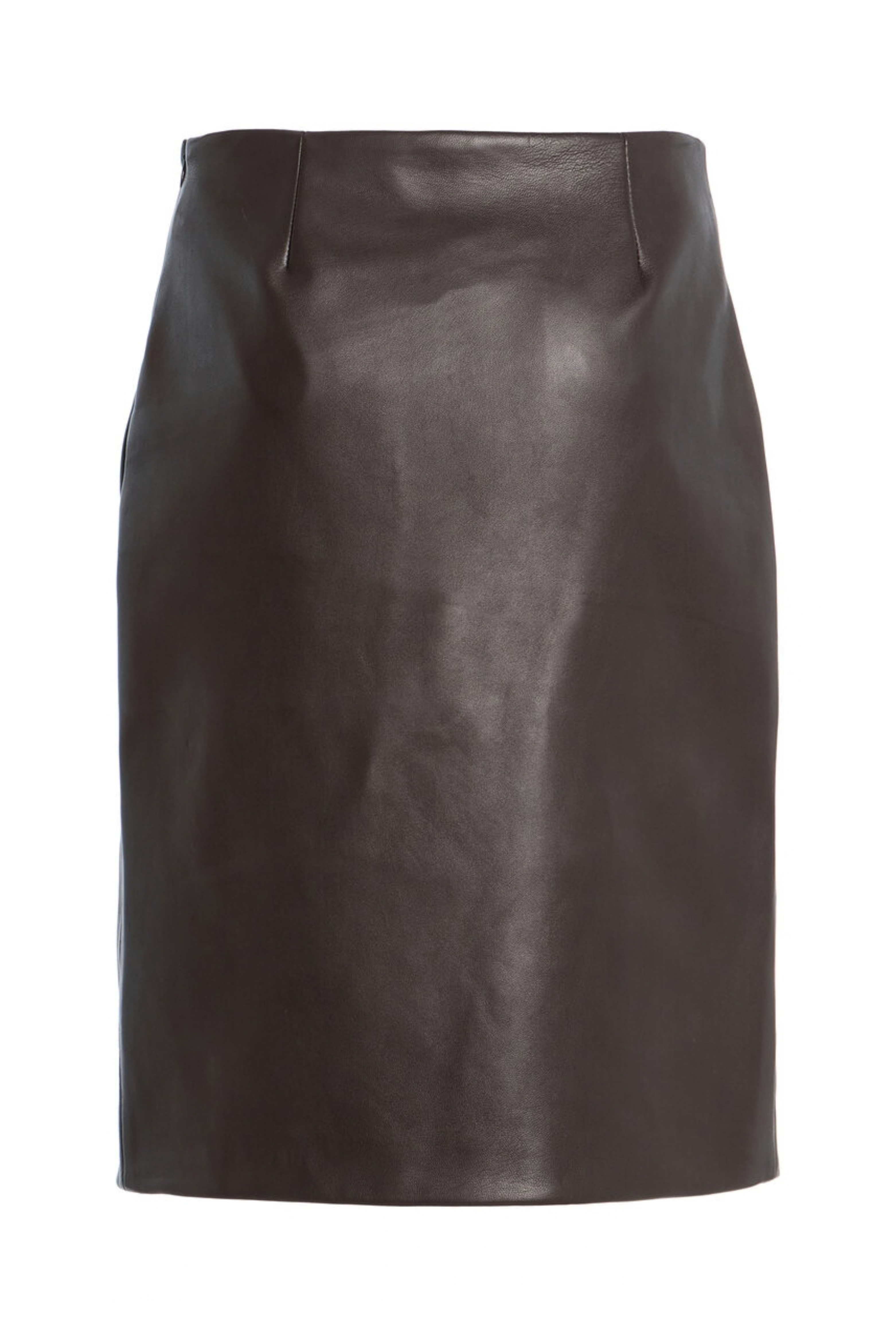 The Carlie Straight Skirt with Front Slit Dark Brown