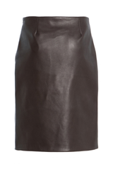 The Carlie Straight Skirt with Front Slit Dark Brown