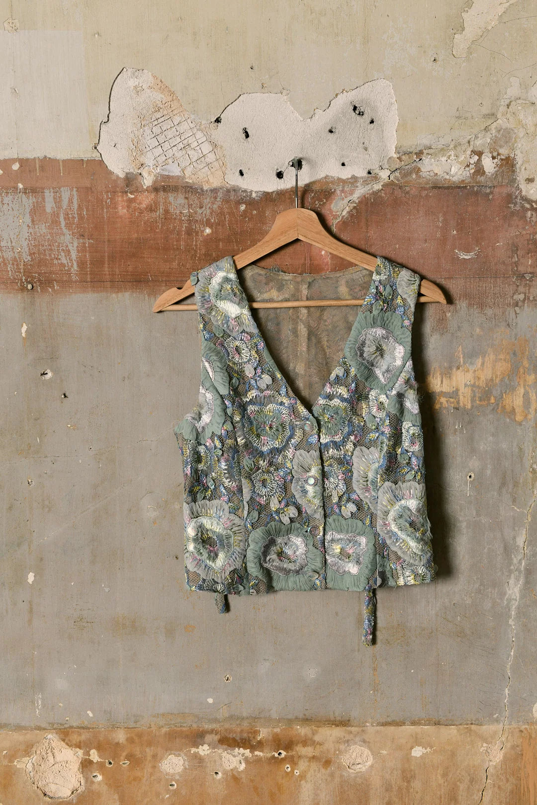 Clara Lace Vest Sage Garden