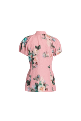 Floral Matelasse Cap Sleeve Shirt
