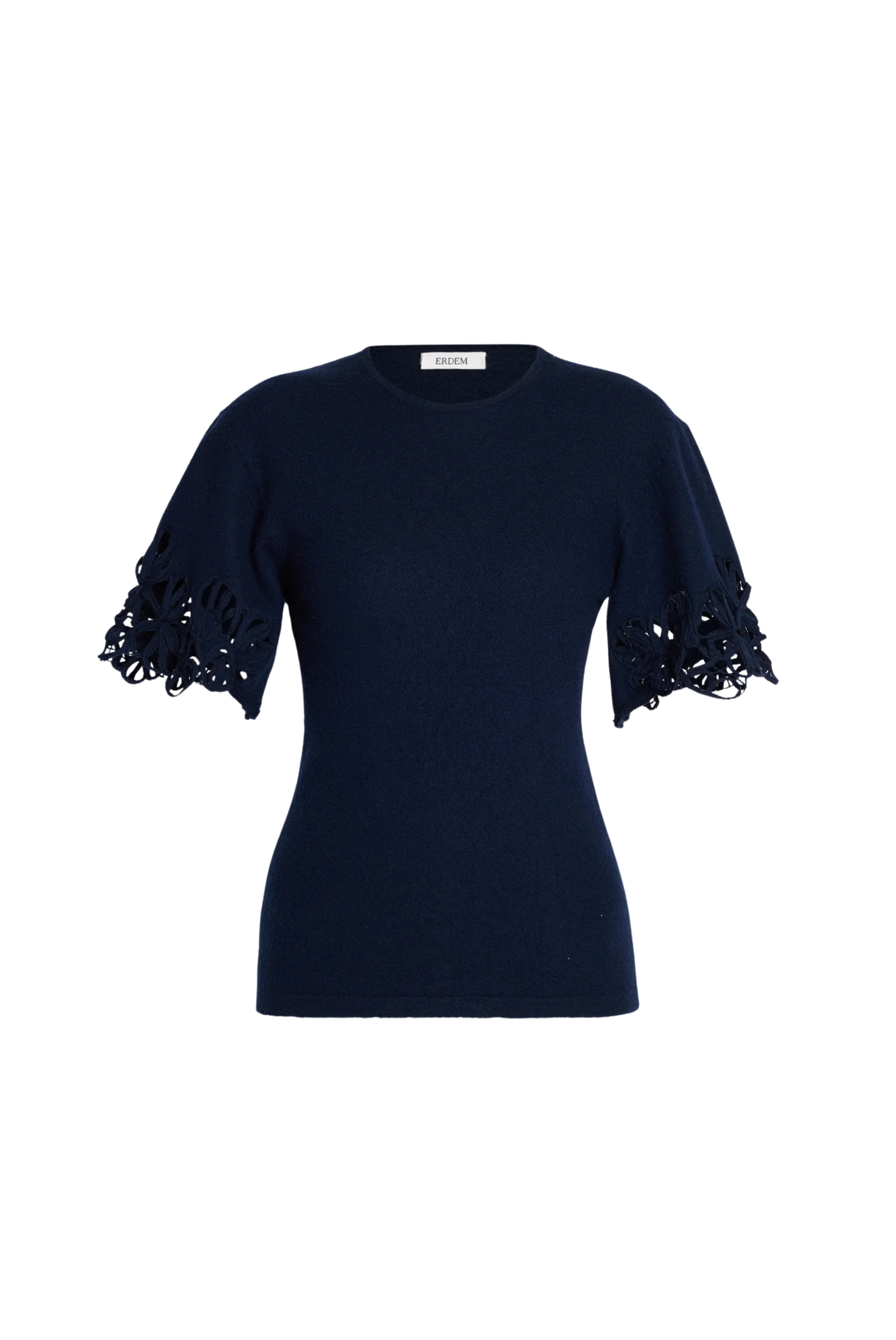 Cutout Knitted Short Sleeve Crew Neck Top