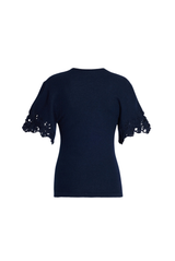 Cutout Knitted Short Sleeve Crew Neck Top