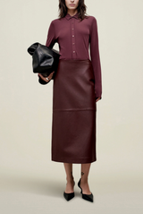 Kallmeyer Emilee Pencil Skirt Bordeaux Lambskin