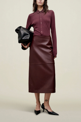 Kallmeyer Emilee Pencil Skirt Bordeaux Lambskin