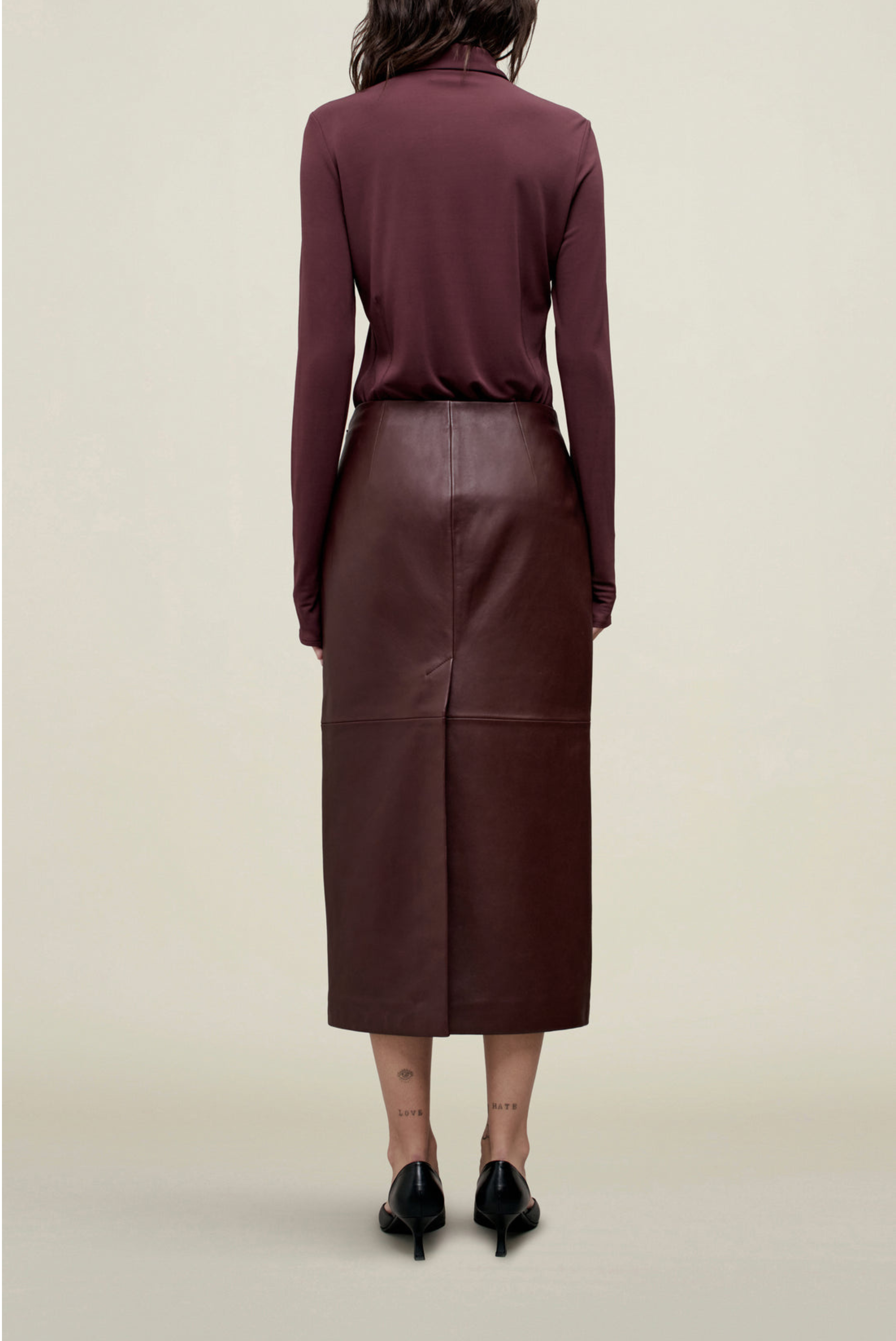 Kallmeyer Emilee Pencil Skirt Bordeaux Lambskin