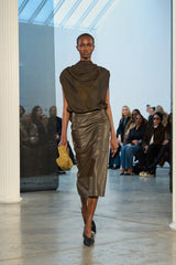 Kallmeyer Emilee Pencil Skirt Brown Lambskin