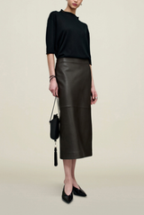 Kallmeyer Emilee Pencil Skirt Brown Lambskin