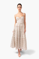 Luisa Beccaria Floral And Striped Cotton Plumetis Dress
