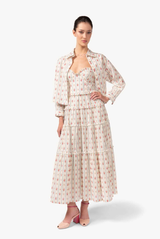 Luisa Beccaria Floral And Striped Cotton Plumetis Dress