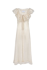 Luisa Beccaria Polka-Dot Embroidered Flounced Dress