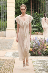 Luisa Beccaria Polka-Dot Embroidered Flounced Dress