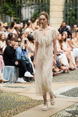 Luisa Beccaria Polka-Dot Embroidered Flounced Dress