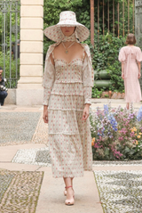 Luisa Beccaria Striped Floral Sun Hat