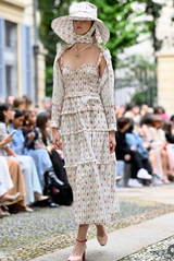 Luisa Beccaria Striped Floral Sun Hat