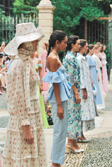 Luisa Beccaria Striped Floral Sun Hat