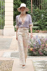 Luisa Beccaria Wide-leg Cotton Trousers Floral