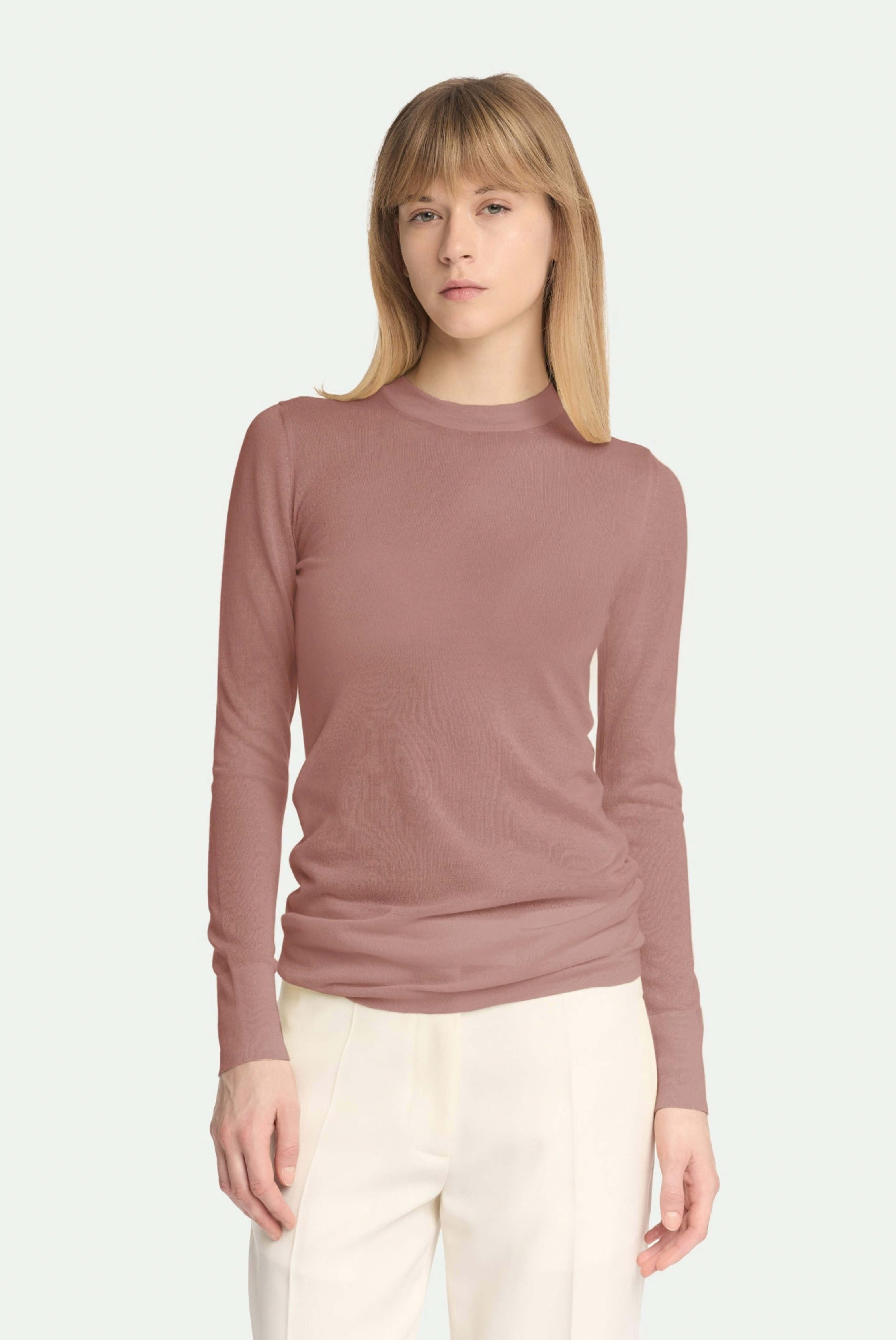 Malo Crew Neck in Luxury Cashmere Coral Rose