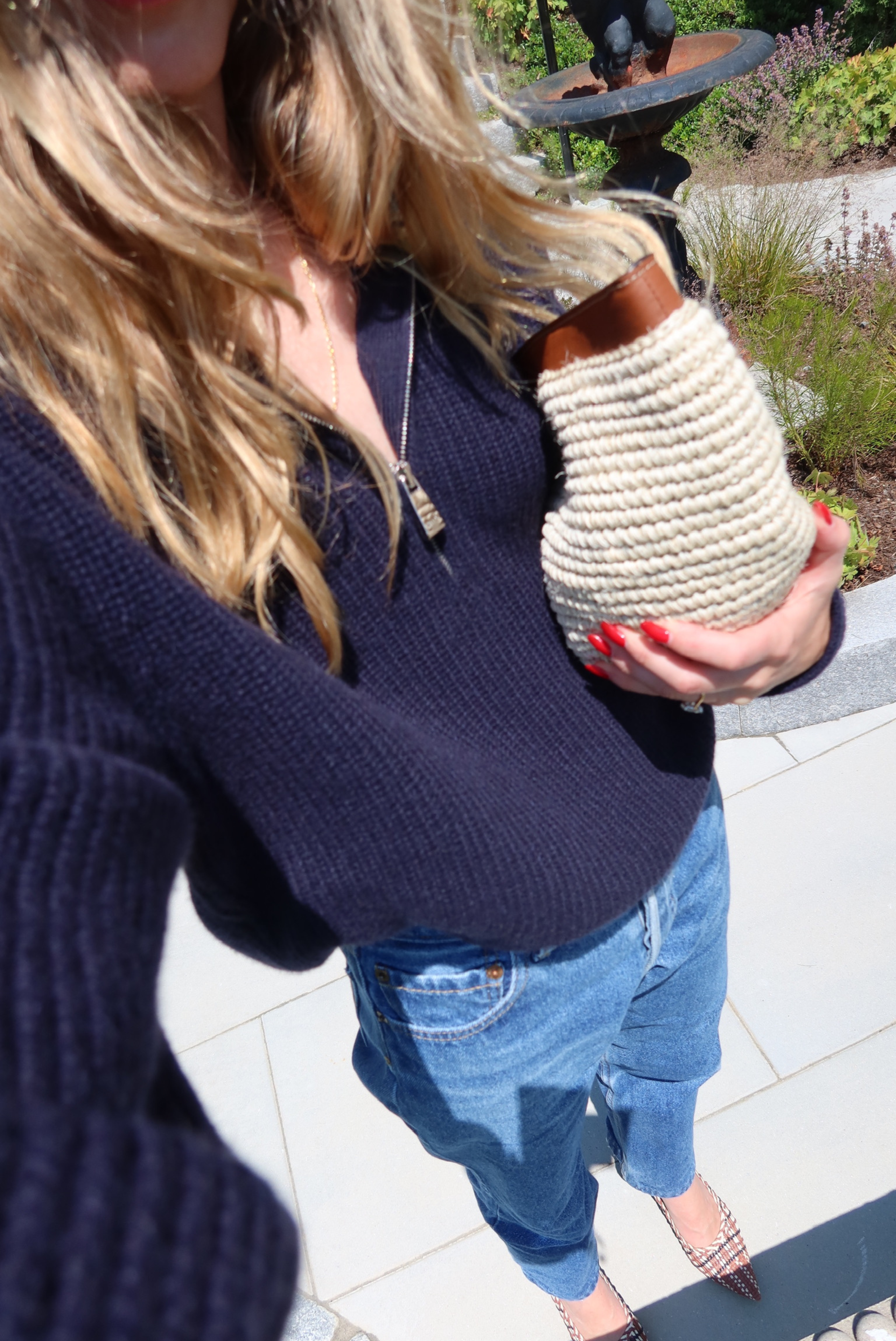 Malo Ribbed Half-Zip Knitted Polo Sweater Blue