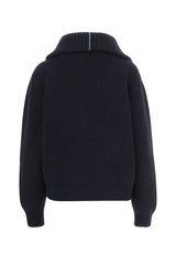 Malo Ribbed Half-Zip Knitted Polo Sweater Blue