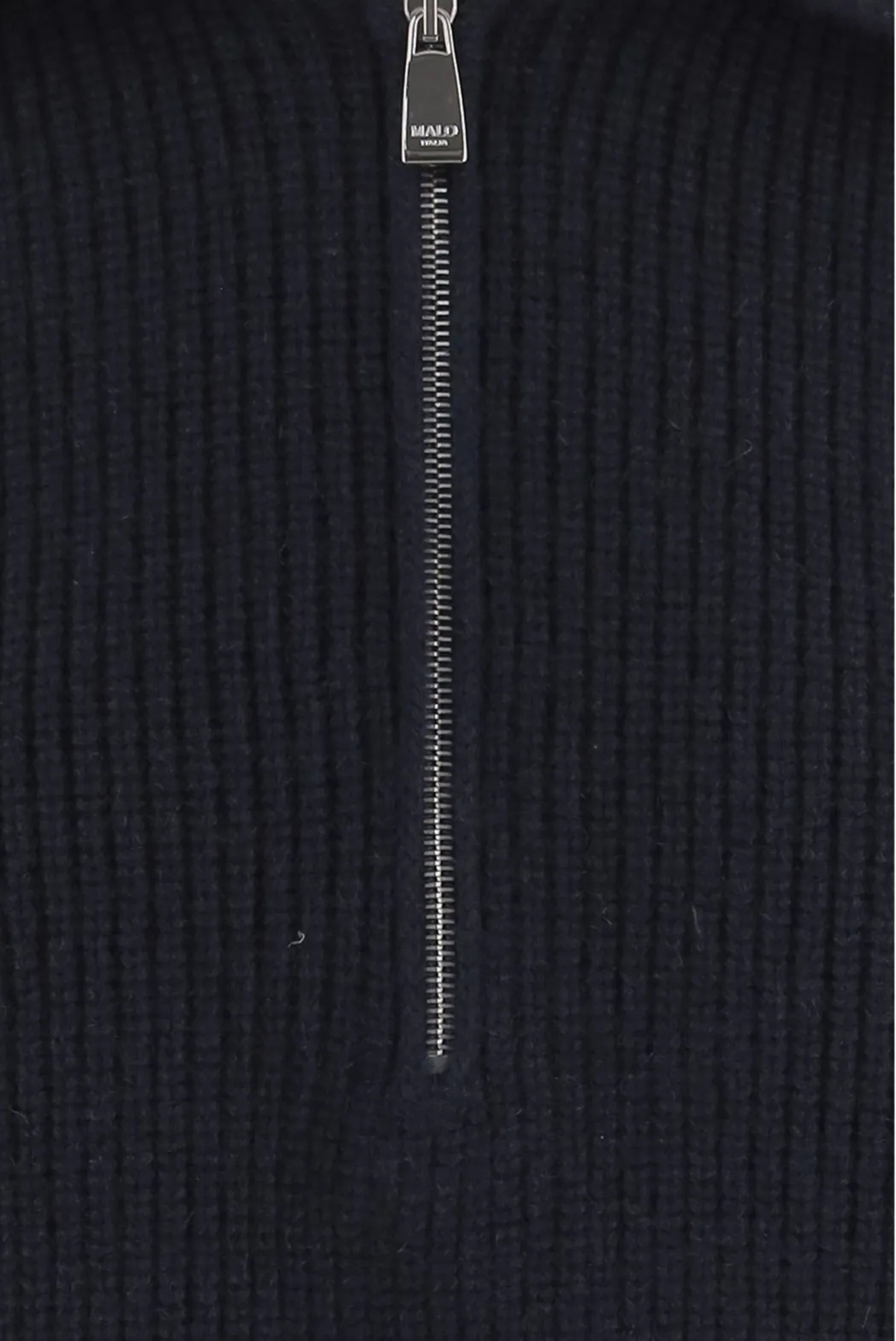Malo Ribbed Half-Zip Knitted Polo Sweater Blue