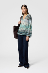 Missoni Chevron Viscose Blouse Turquoise 
