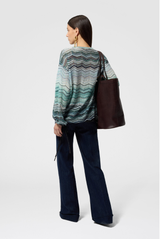 Missoni Chevron Viscose Blouse Turquoise 