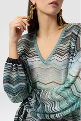 Missoni Chevron Viscose Blouse Turquoise 