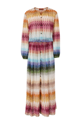 Missoni Long Sleeve Dress Multi Color Blue Yellow Green