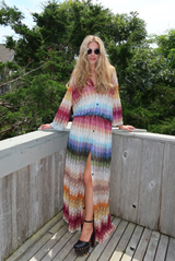 Missoni Long Sleeve Dress Multi Color Blue Yellow Green