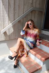 Missoni Long Sleeve Dress Multi Color Blue Yellow Green