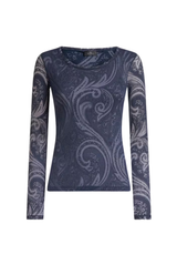 Paisley-Print Mesh Long Sleeve Top ETRO