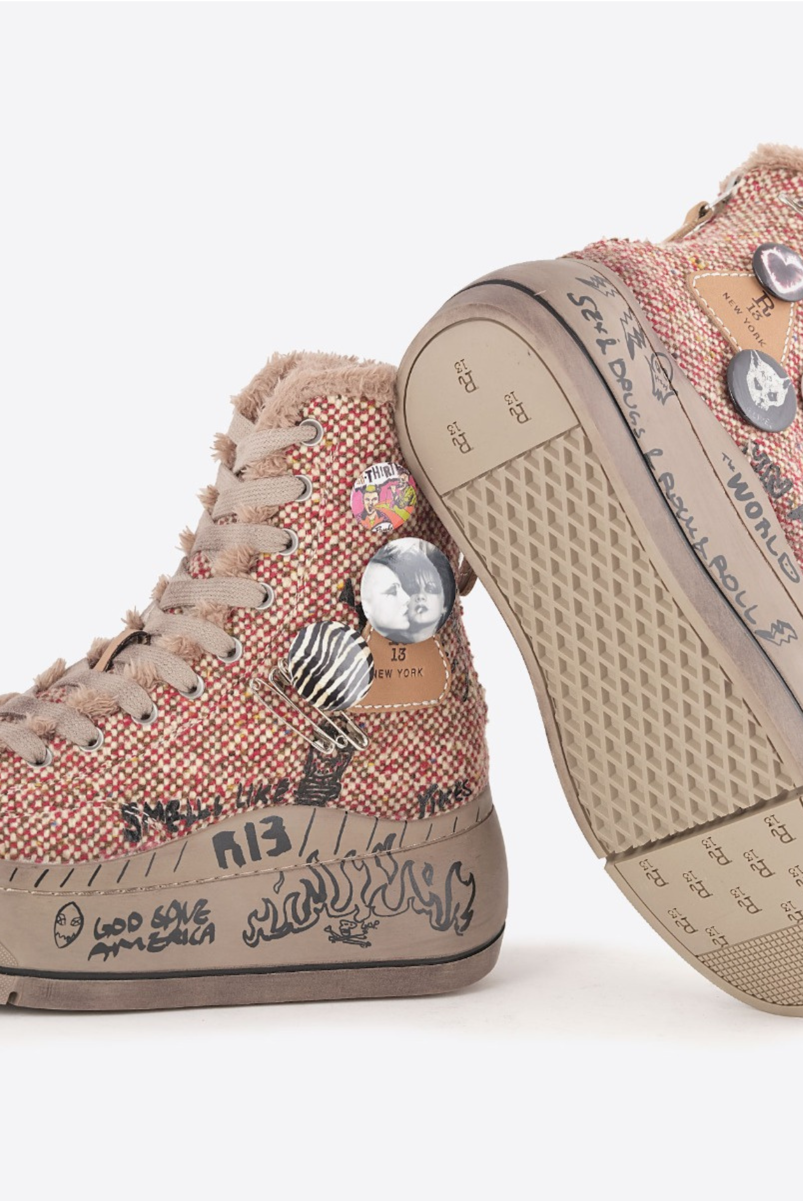 R13 Distressed 10-Hole Kurt Sneaker