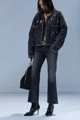 R13 Joan Kick Flare Jean Kennett Black Stretch