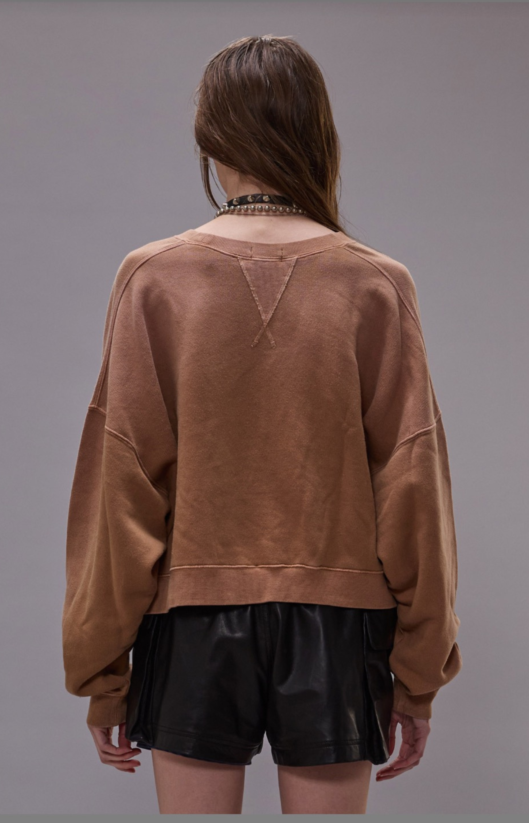 R13 New York Cropped Crewneck With Front Slit