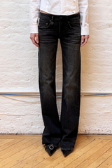 R13 Boy Flare Brixton Black Stretch 