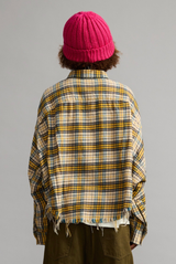 R13 Cropped Work Shirt Yellow Plaid