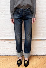 R13 Cuffed Romeo Dalston Selvedge Blue Stretch