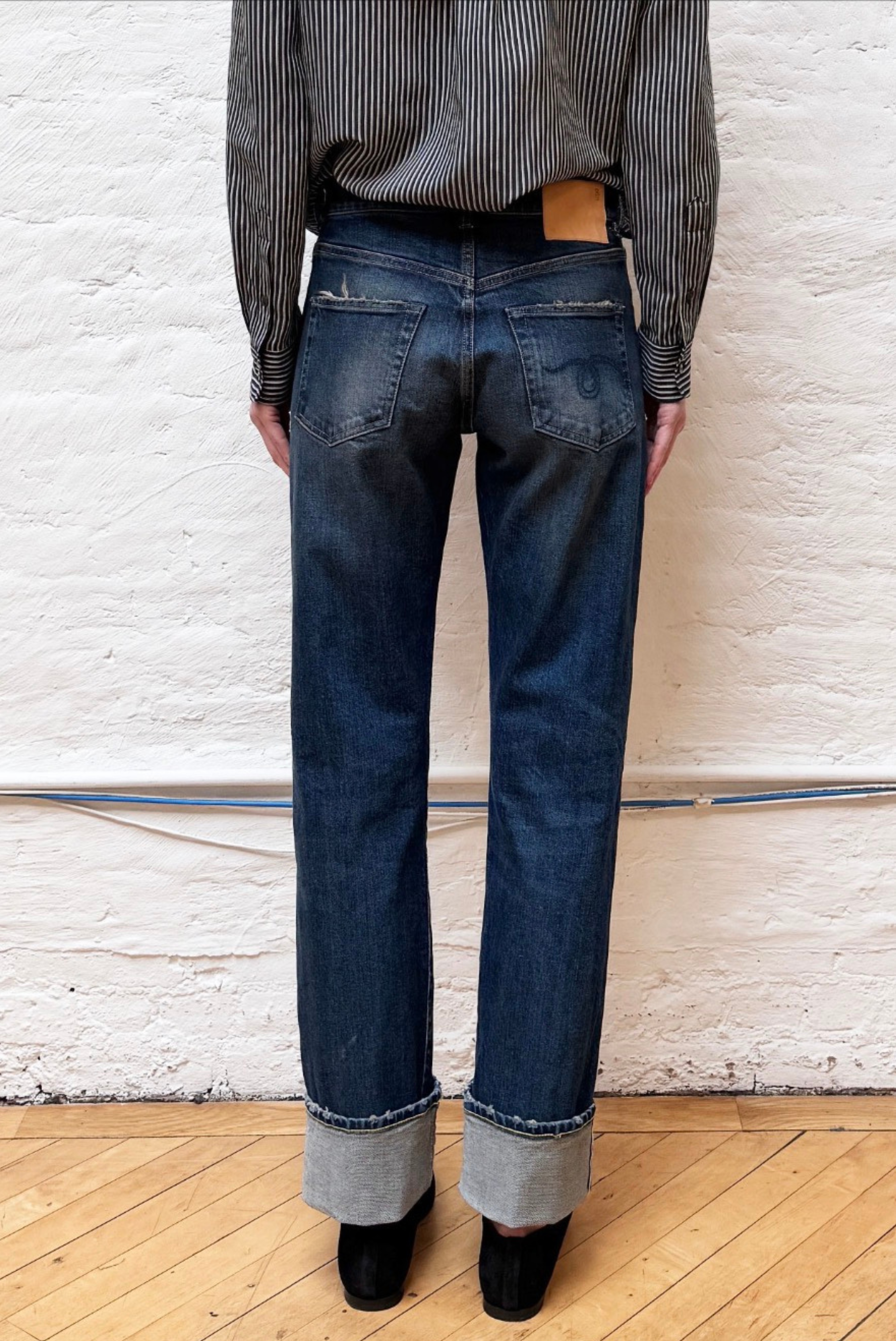 R13 Cuffed Romeo Dalston Selvedge Blue Stretch