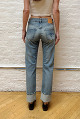 R13 Cuffed Romeo Jean Lapis Selvedge Blue Denim